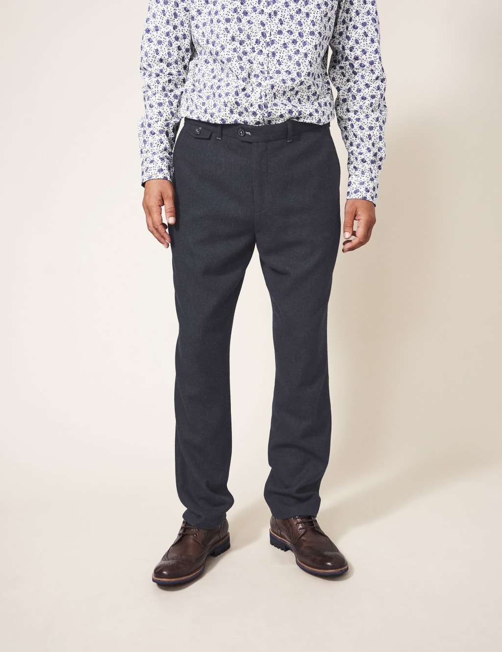Regular Fit Wool Blend Flat Front Trousers image 3