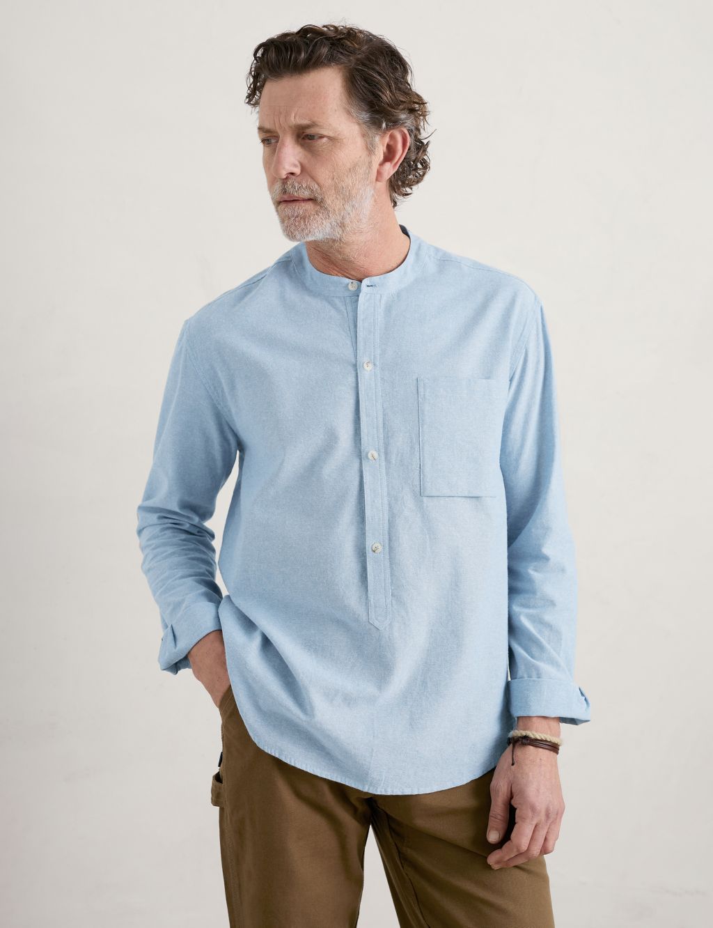 Organic Cotton Grandad Collar Overshirt image 3