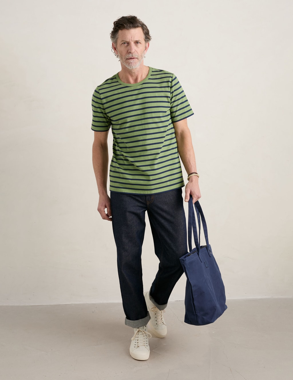 Organic Cotton Striped Crew Neck T-Shirt image 1