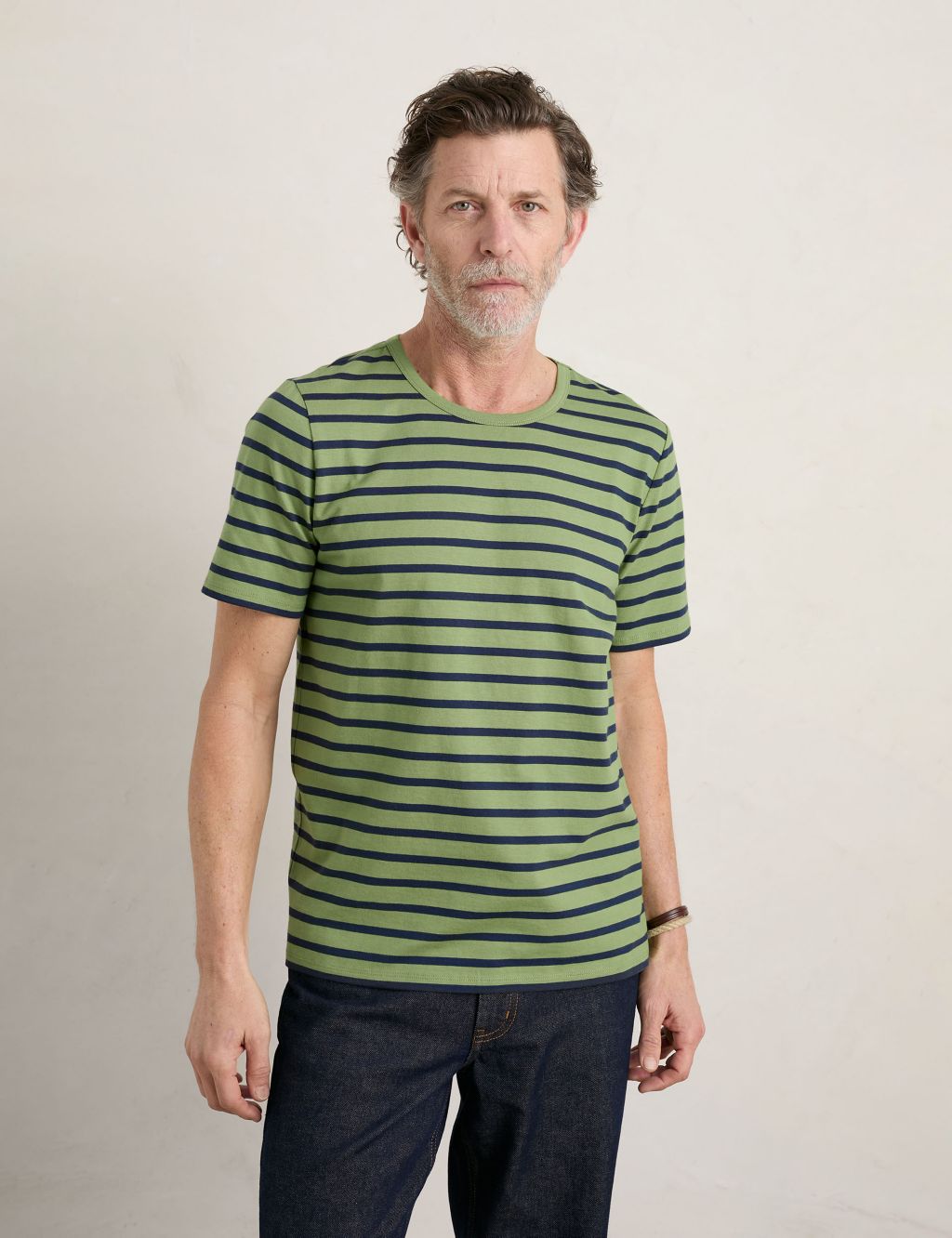 Organic Cotton Striped Crew Neck T-Shirt image 2