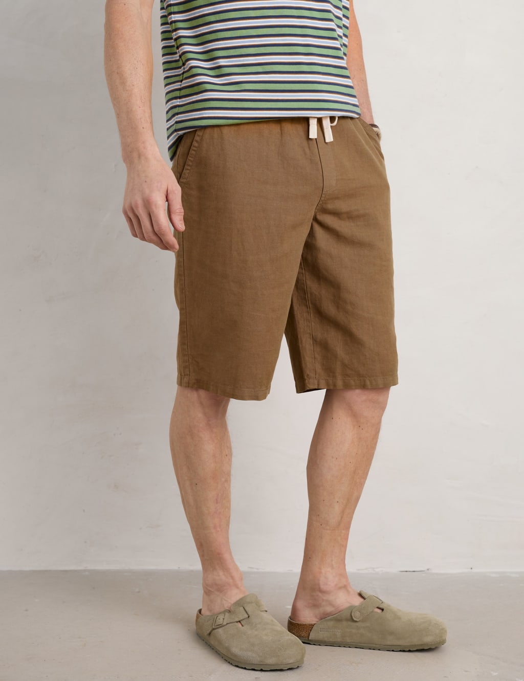 Regular Fit Linen Blend Lightweight Shorts image 2