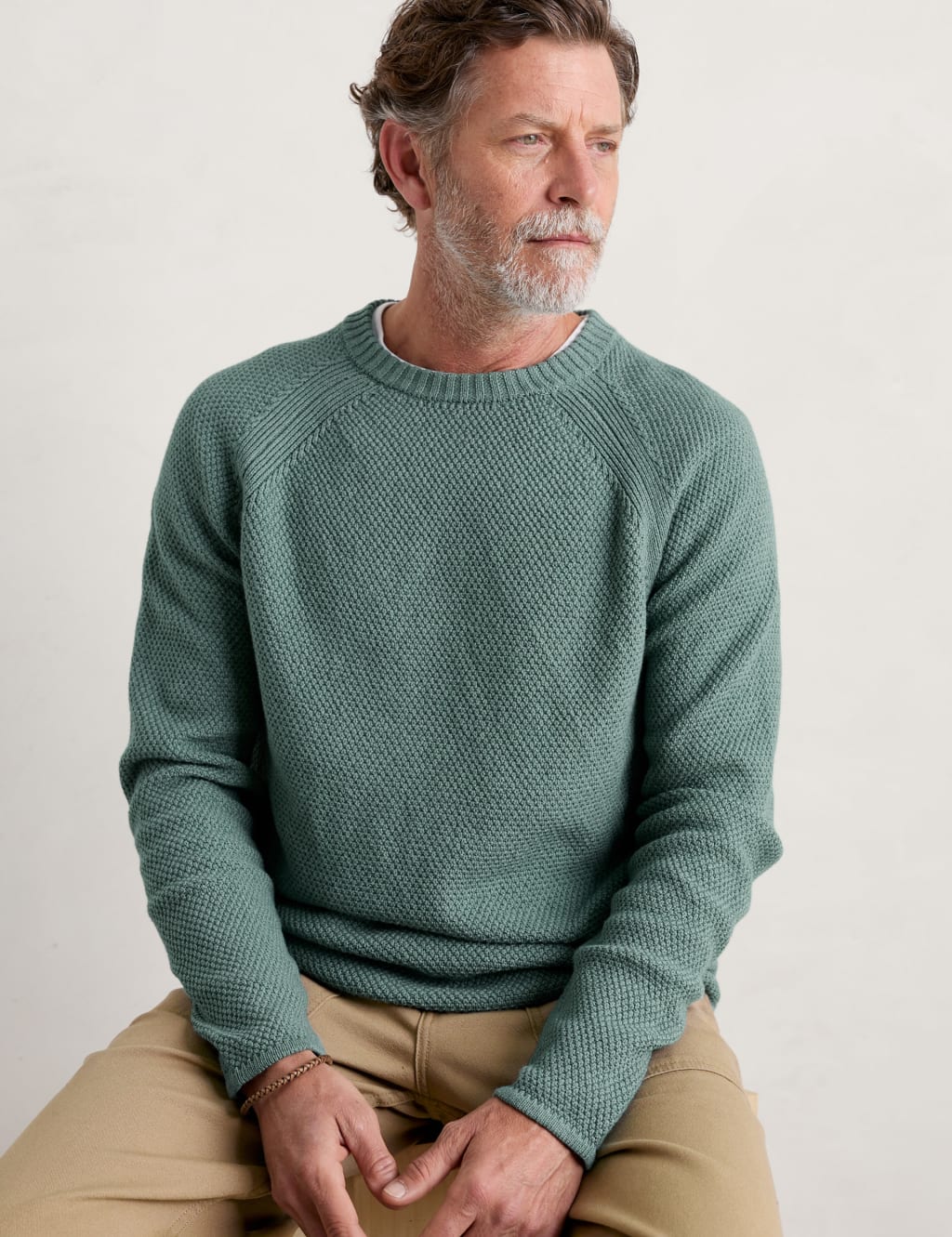 Organic Cotton Textured Crew Neck Jumper image 3