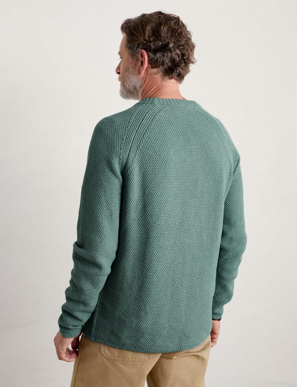 Organic Cotton Textured Crew Neck Jumper image 4