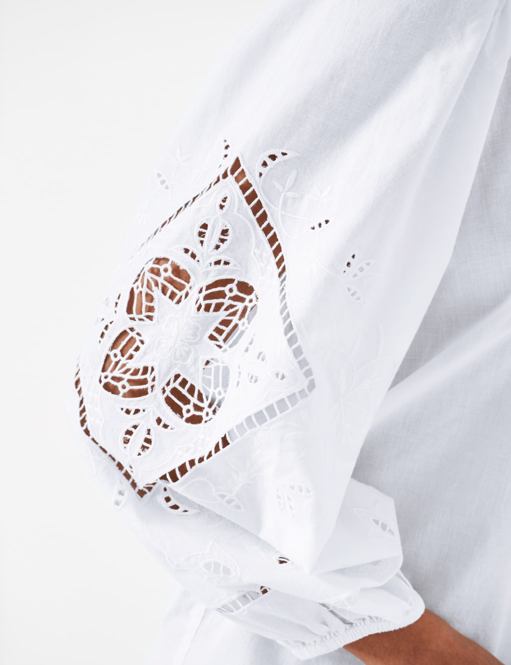 Pure Cotton Embroidered Notch Neck Blouse image 5