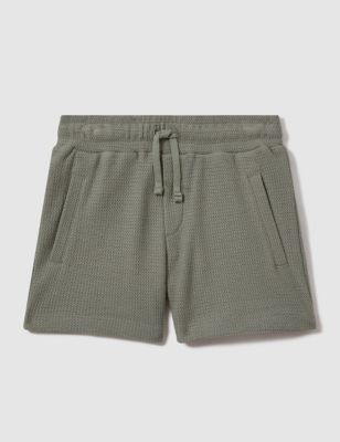 Reiss Boy's Pure Cotton Textured Shorts (3-14 Yrs) - 11-12 - Green, Green