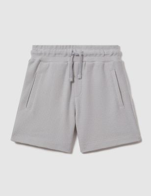 Reiss Boy's Pure Cotton Textured Shorts (3-14 Yrs) - 6-7 Y - Grey, Grey