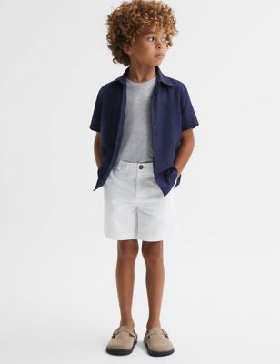 Reiss Boy's Cotton Rich Chino Shorts (3-14 Yrs) - 11-12 - White, White,Dark Blue