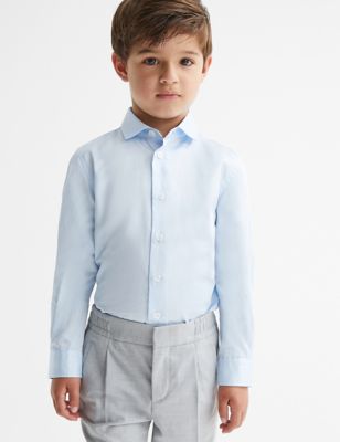 Reiss Boy's Pure Cotton Shirt (3-14 Yrs) - 9-10Y - Light Blue, Light Blue