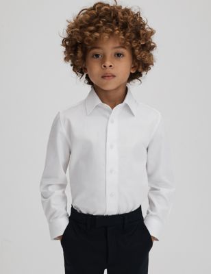 Reiss Boy's Pure Cotton Shirt (3-14 Yrs) - 4-5 Y - White, White,Light Blue