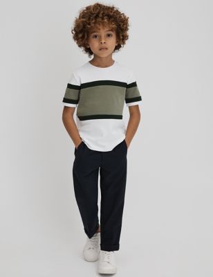 Reiss Boys Pure Cotton Striped T-Shirt (3-14 Yrs) - 5-6 Y - Green, Green,Blue