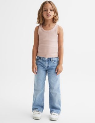 Reiss Girls Pure Cotton Ribbed Vest (4-14 Yrs) - 12-13 - Light Pink, Light Pink