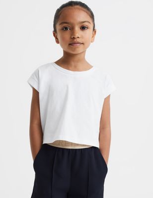 Reiss Girl's Pure Cotton T-Shirt (4-14 Yrs) - 9-10Y - White, White,Tan,Dark Blue