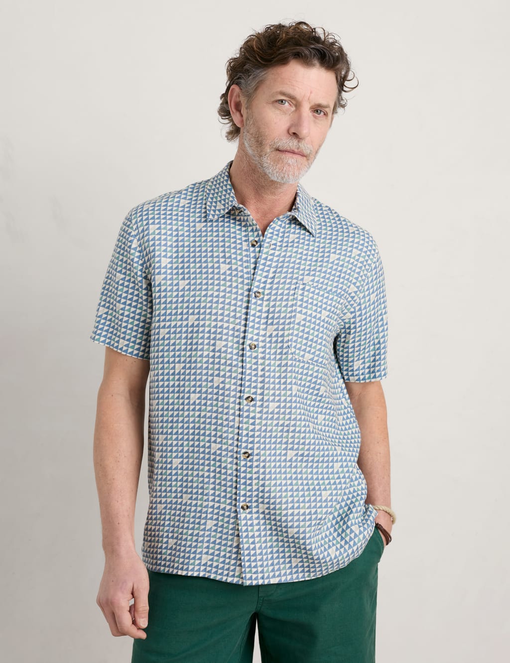 Pure Linen Geometric Print Shirt image 2