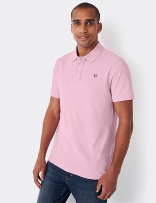 Crew Clothing Mens Pure Cotton Piqu Polo Shirt - Light Pink, Light Pink,Dark Red,Dark Navy