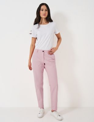 Crew Clothing Women's Cotton Rich Tapered Chinos - 8 - Light Pink, Light Pink,Stone,Light Blue,Khaki