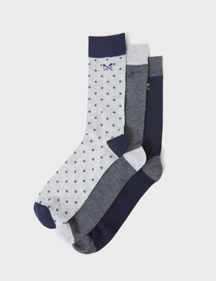 Crew Clothing Men's 3pk Assorted Socks - Grey Mix, Grey Mix