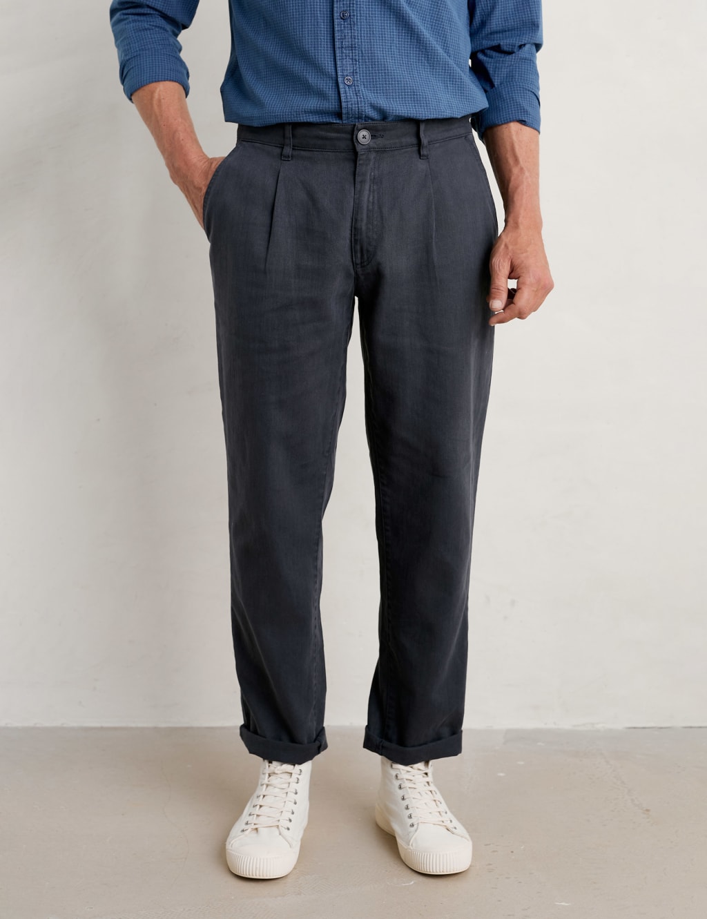 Regular Fit Linen Rich Cargo Trousers image 3