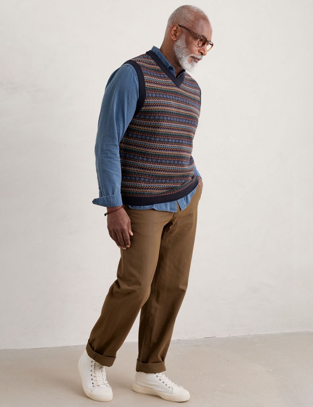 Cotton Rich Fair Isle Knitted Vest image 3
