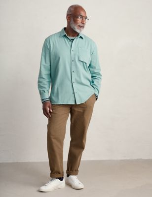 Seasalt Cornwall Men's Organic Cotton Overshirt - XL - Green, Green,Navy
