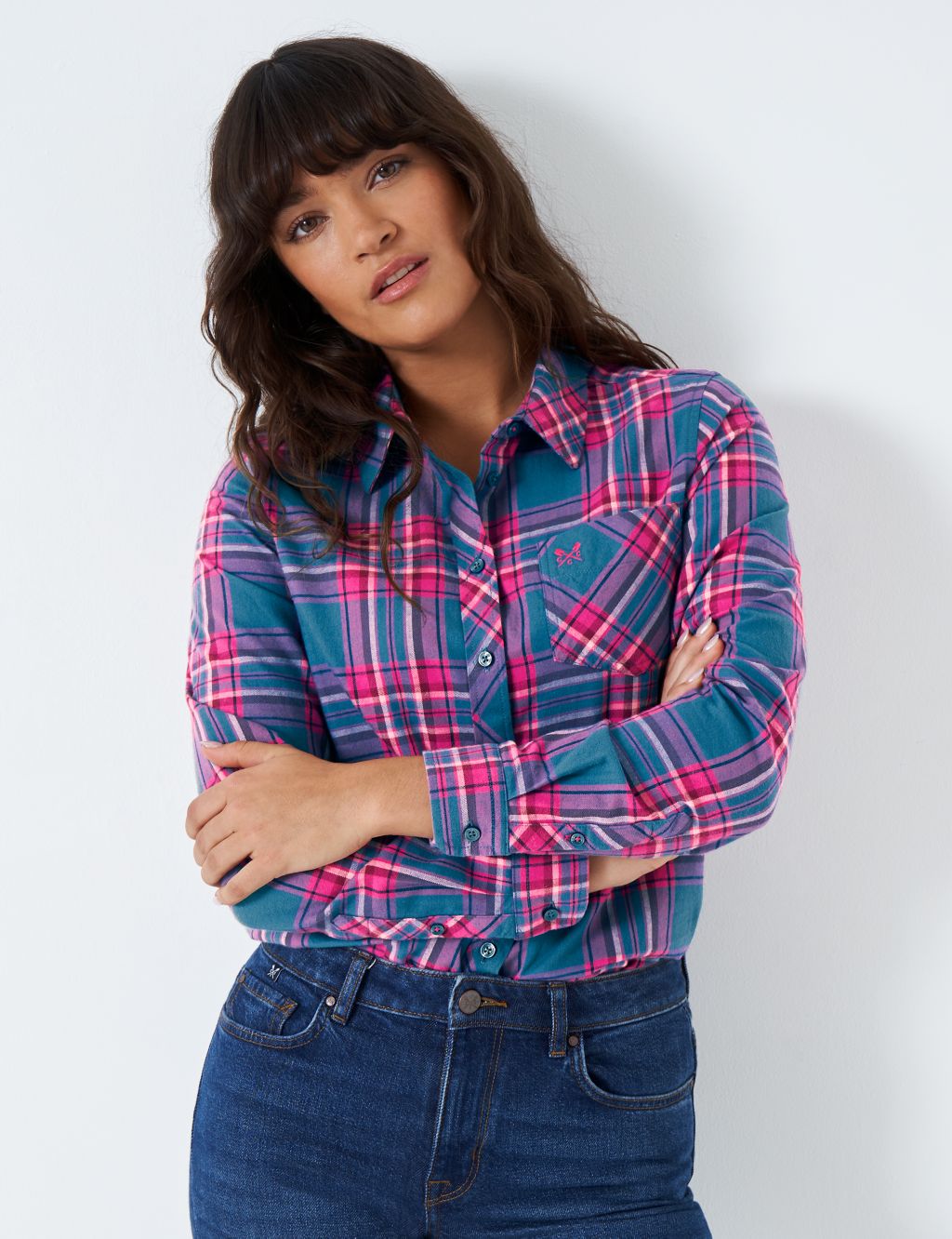 Pure Brushed Cotton Checked Shirt