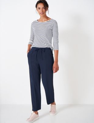 Crew Clothing Womens Side Stripe Drawstring Tapered Trousers - 10 - Navy, Navy