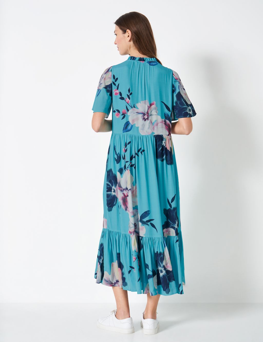 Floral V-Neck Midi Tea Dress image 3