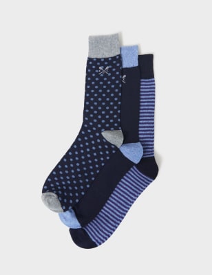 3pk Assorted Socks | Crew Clothing | M&S