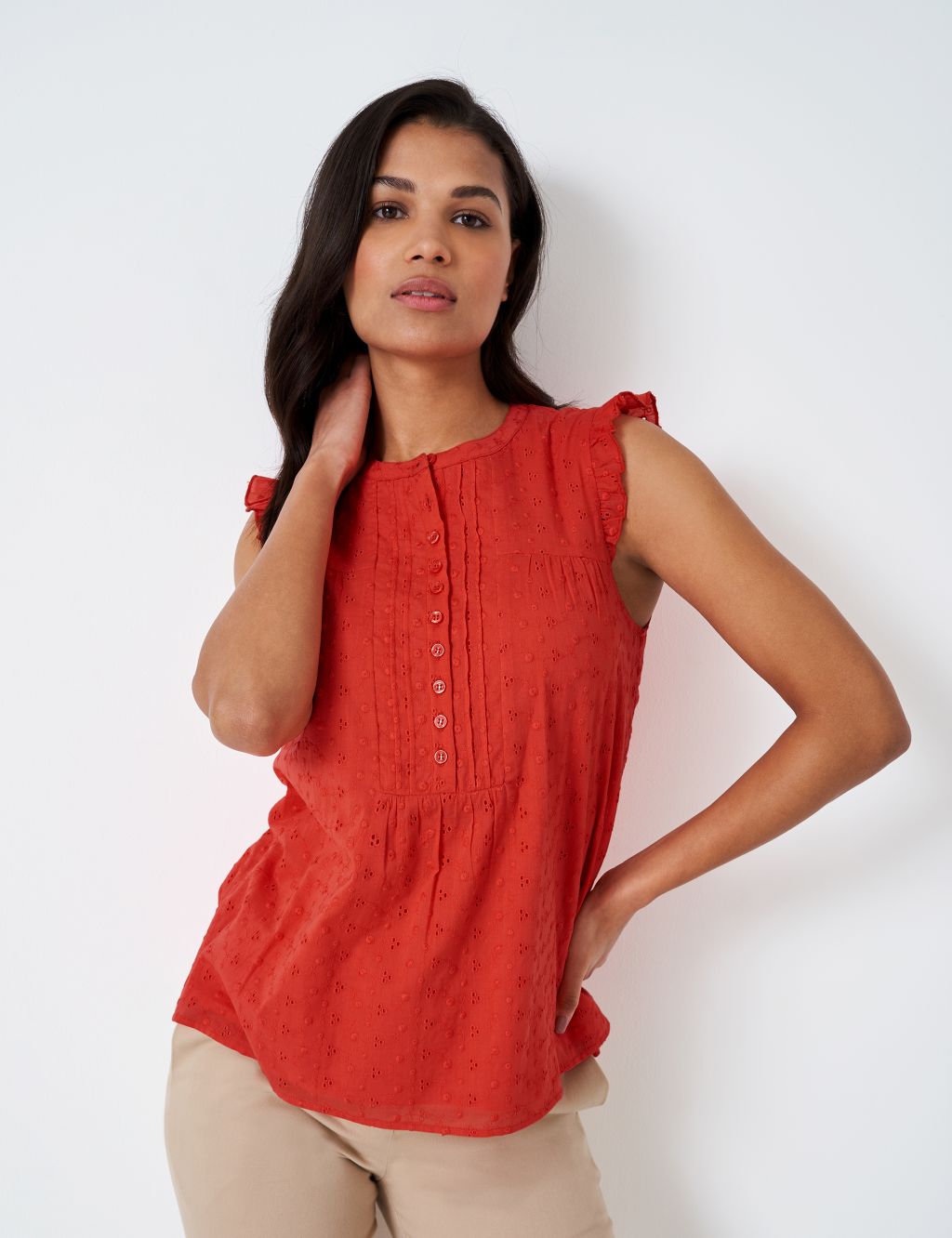 Pure Cotton Broderie Pintuck Blouse image 1