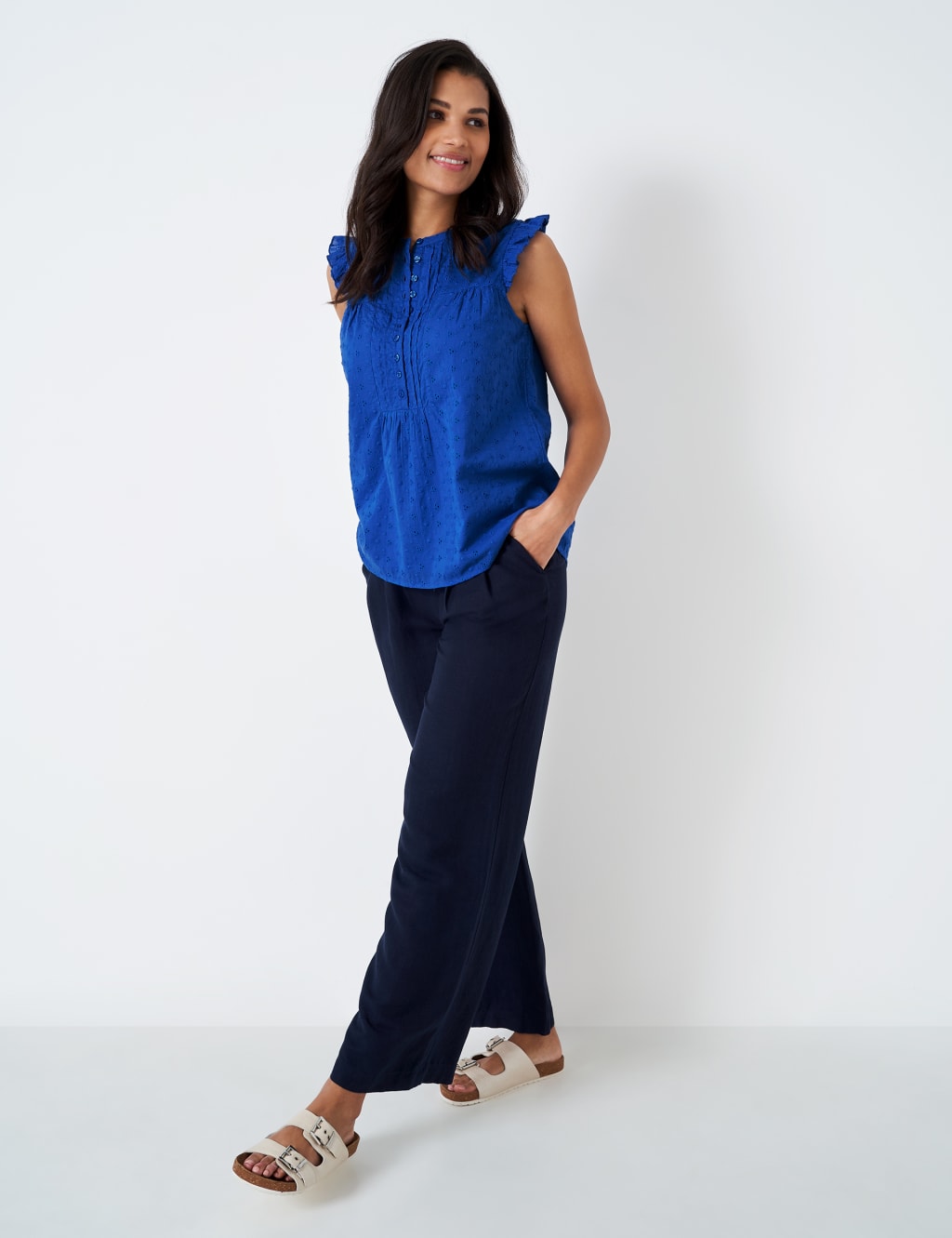 Pure Cotton Broderie Pintuck Blouse image 2