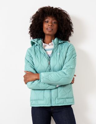 Crew Clothing Womens Lightweight Hooded Quilted Jacket - 8 - Teal, Teal
