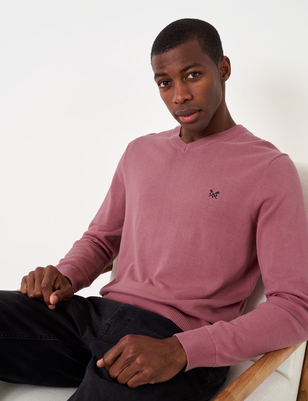 Mens pink crew neck jumper cheap