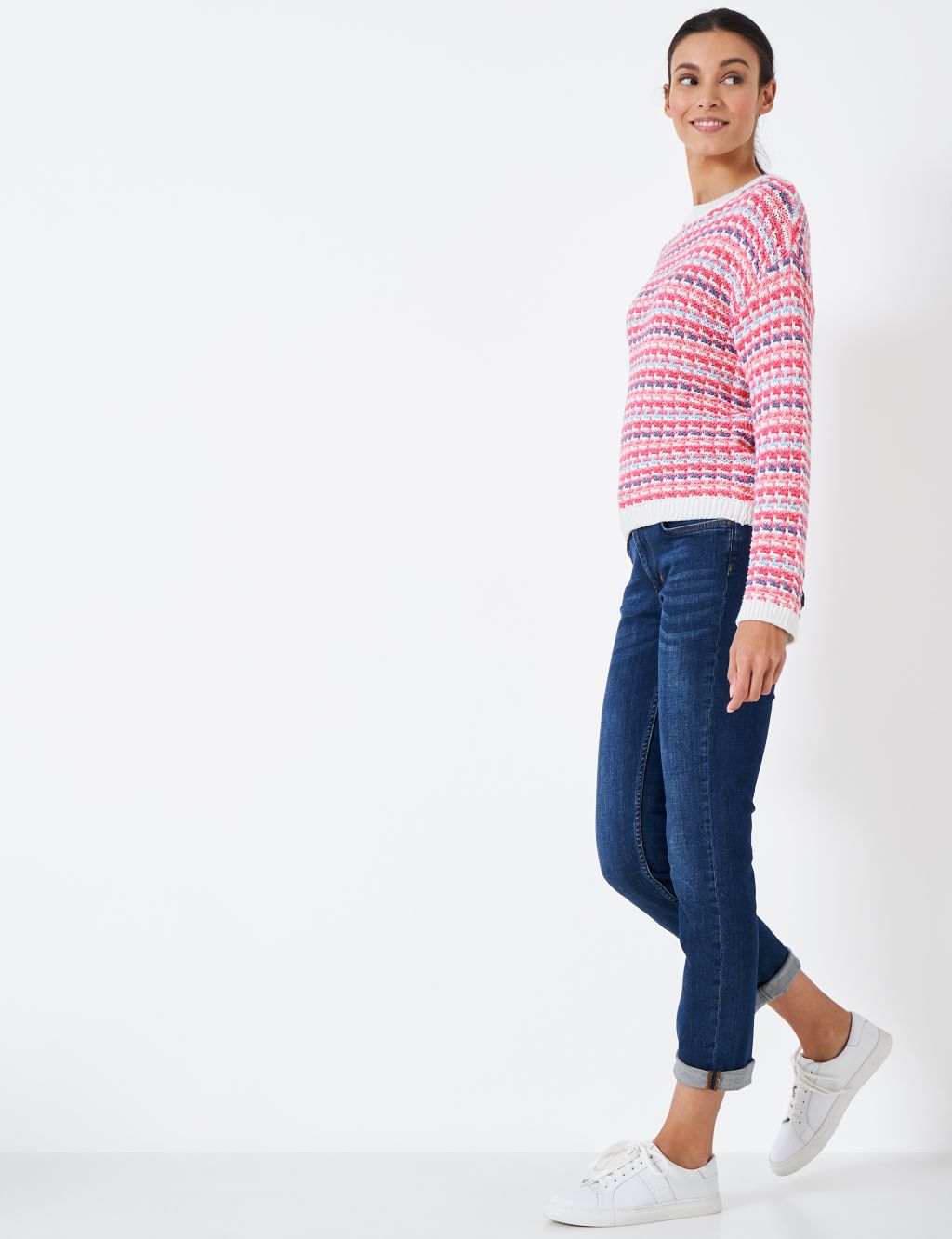 Pure Cotton Textured Striped Jumper image 1