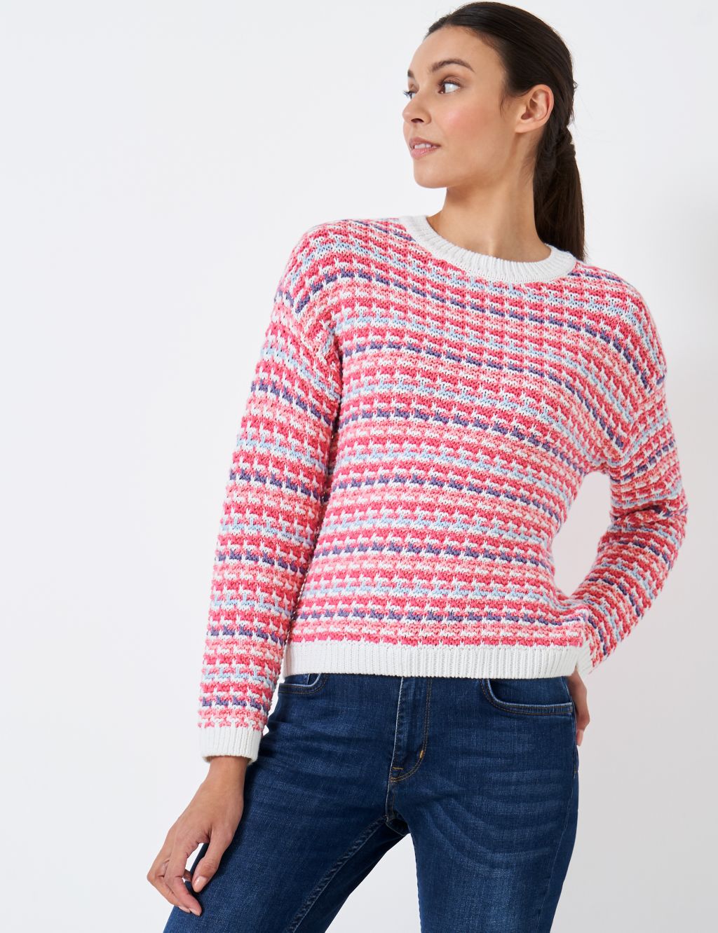 Pure Cotton Textured Striped Jumper image 6