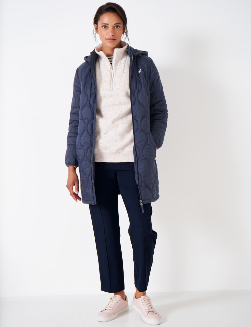 Quilted Lightweight Hooded Longline Coat image 3