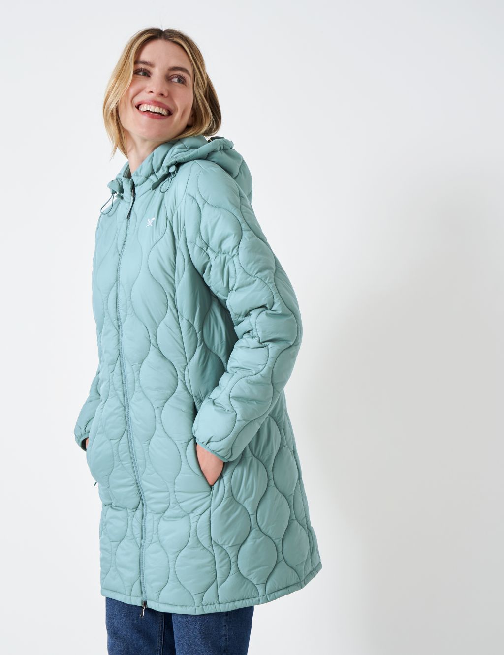 Quilted Lightweight Hooded Longline Coat image 1