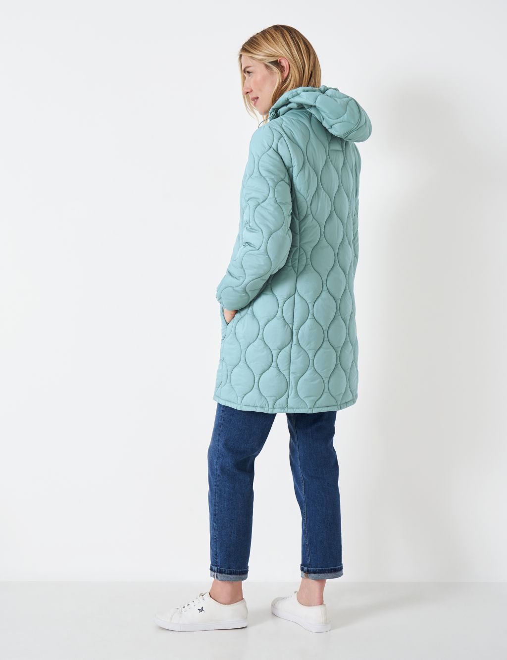 Quilted Lightweight Hooded Longline Coat image 4
