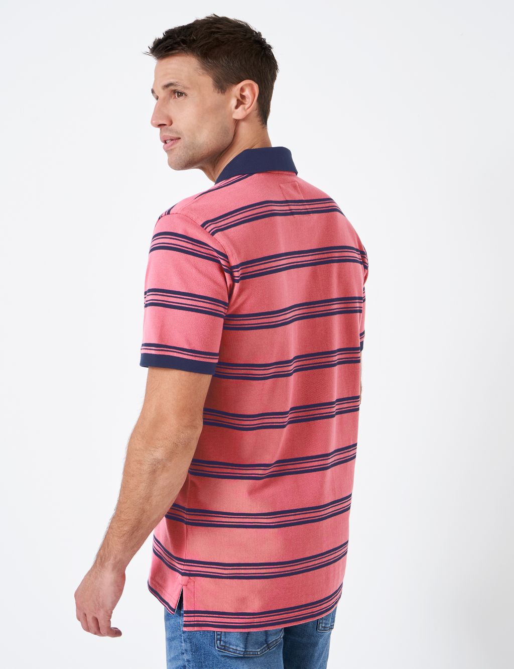 Pure Cotton Pique Striped Polo Shirt image 3