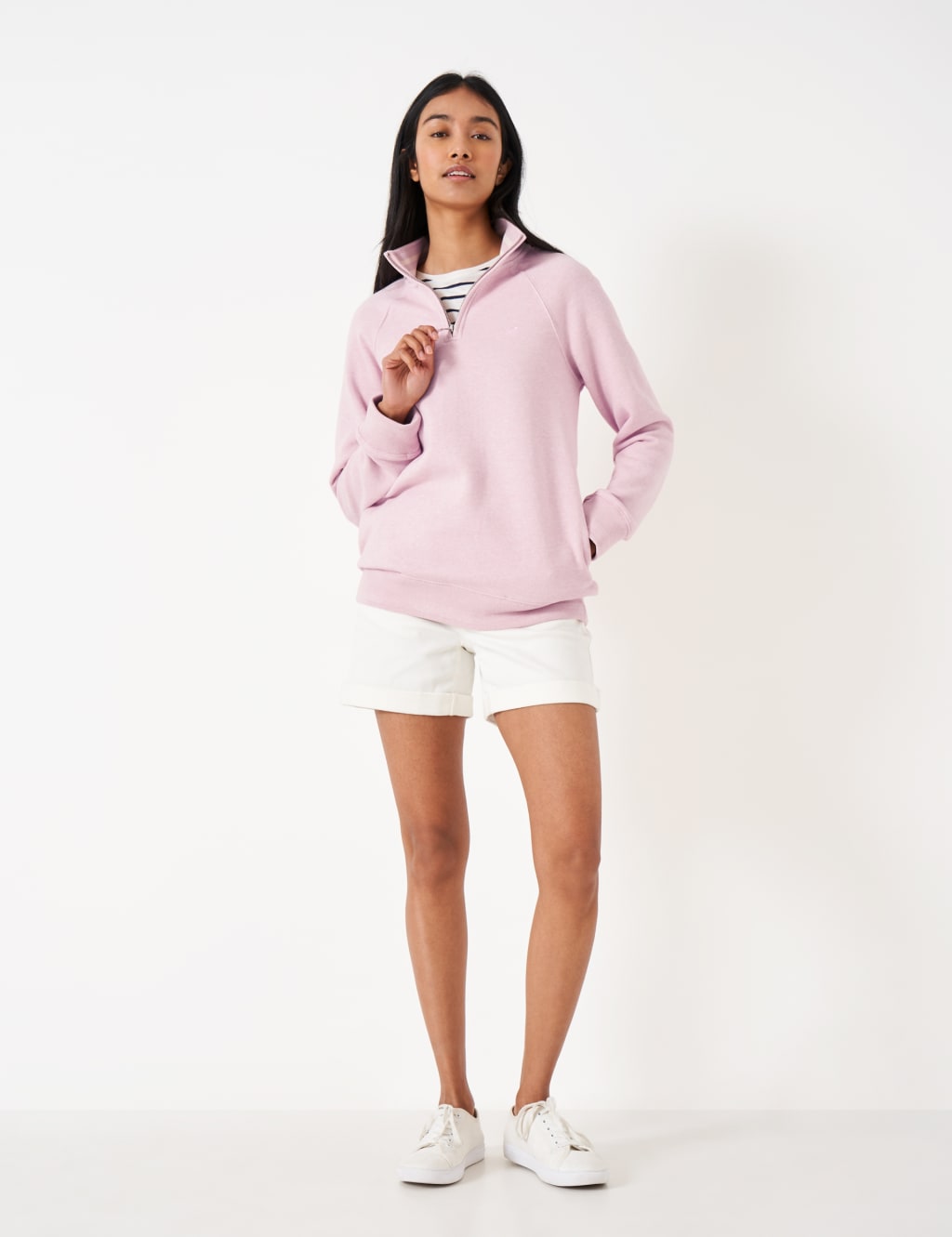 Cotton Rich Striped Half Zip Sweatshirt image 3