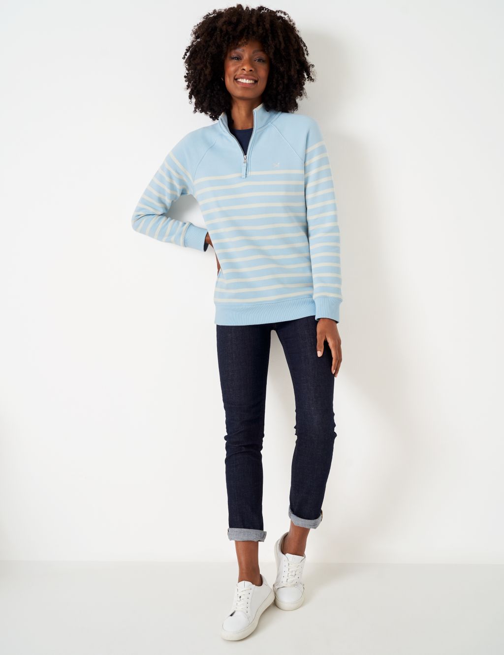 Cotton Rich Striped Half Zip Sweatshirt image 3