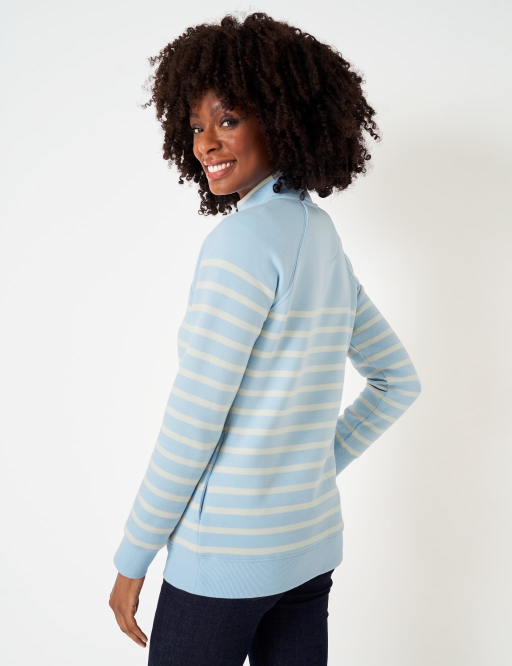 Cotton Rich Striped Half Zip Sweatshirt image 4
