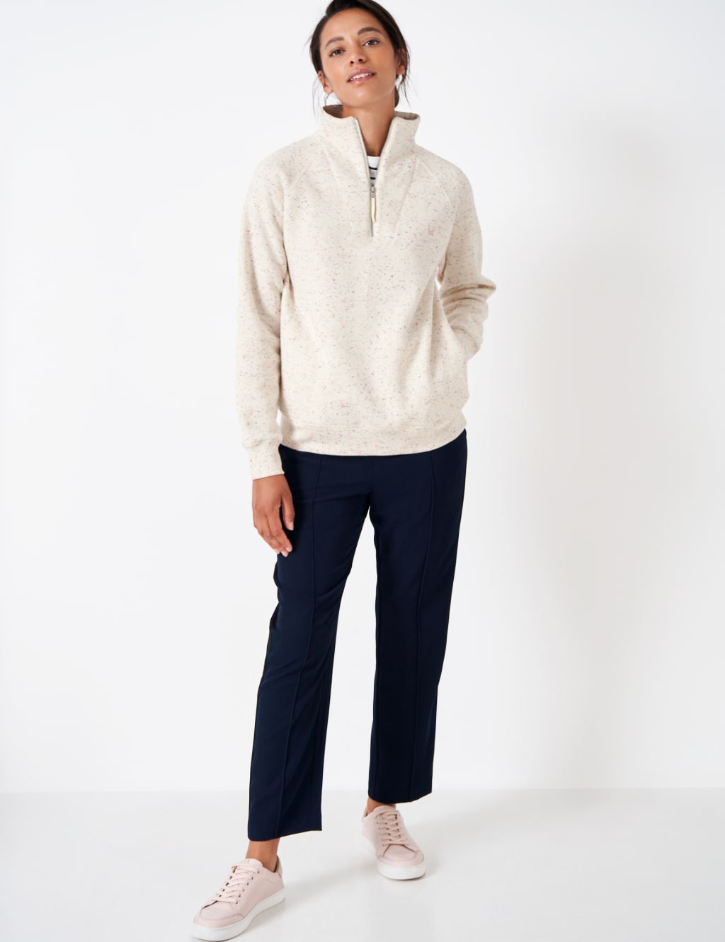 Cotton Rich Striped Half Zip Sweatshirt image 4
