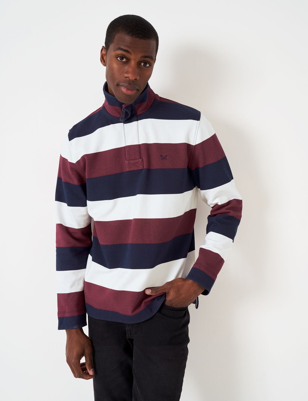 Pure Cotton Striped Half Zip Sweatshirt image 1