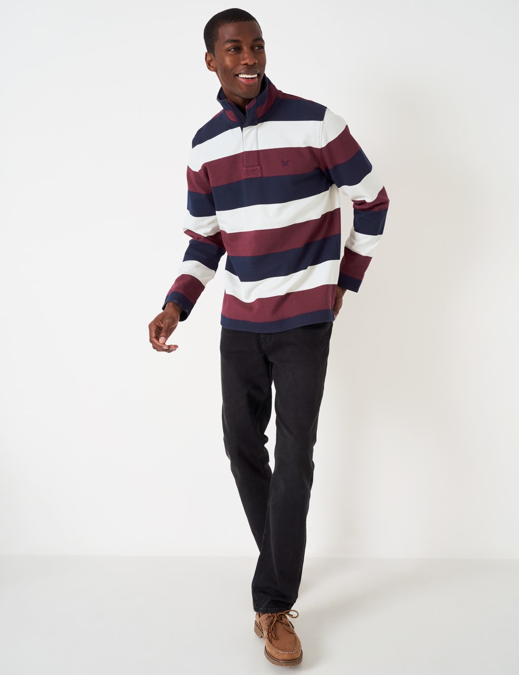 Pure Cotton Striped Half Zip Sweatshirt image 3