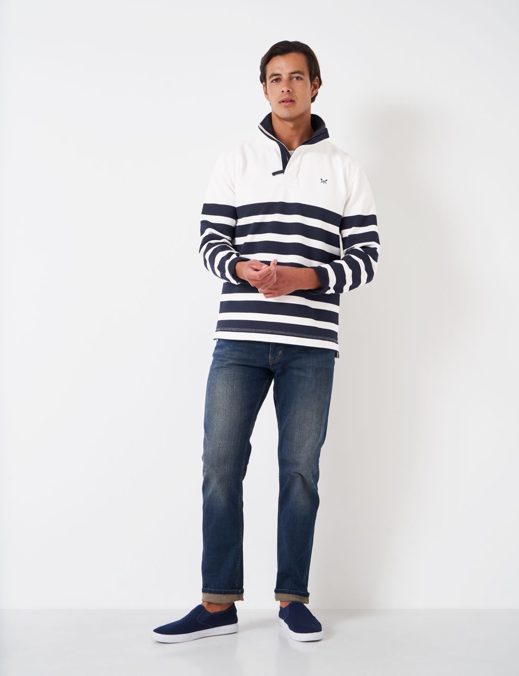 Pure Cotton Striped Half Zip Sweatshirt image 3