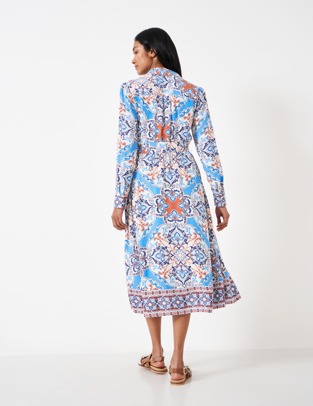Floral Tie Waist Midi Shirt Dress image 4
