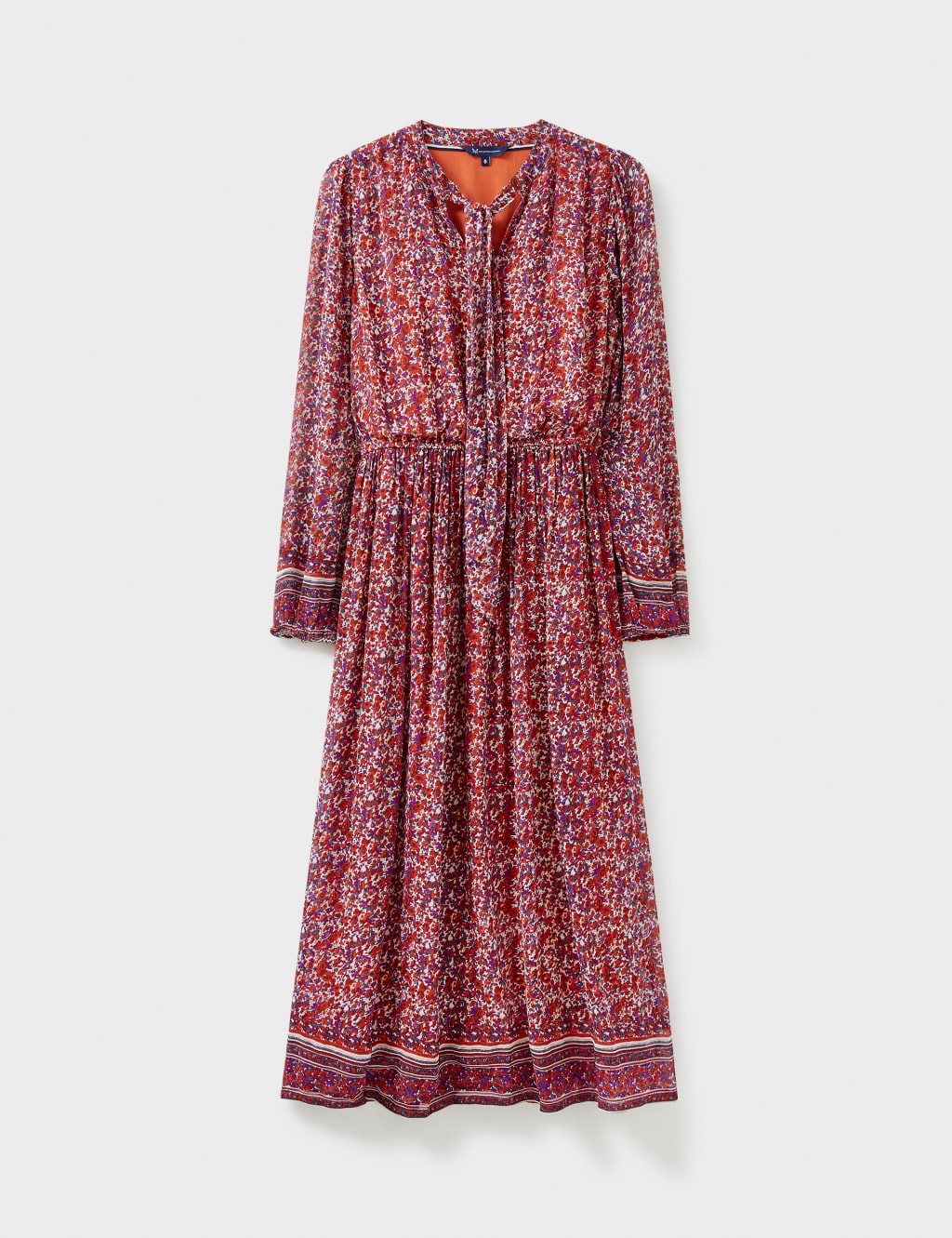 Floral Tie Neck Midi Waisted Dress image 2