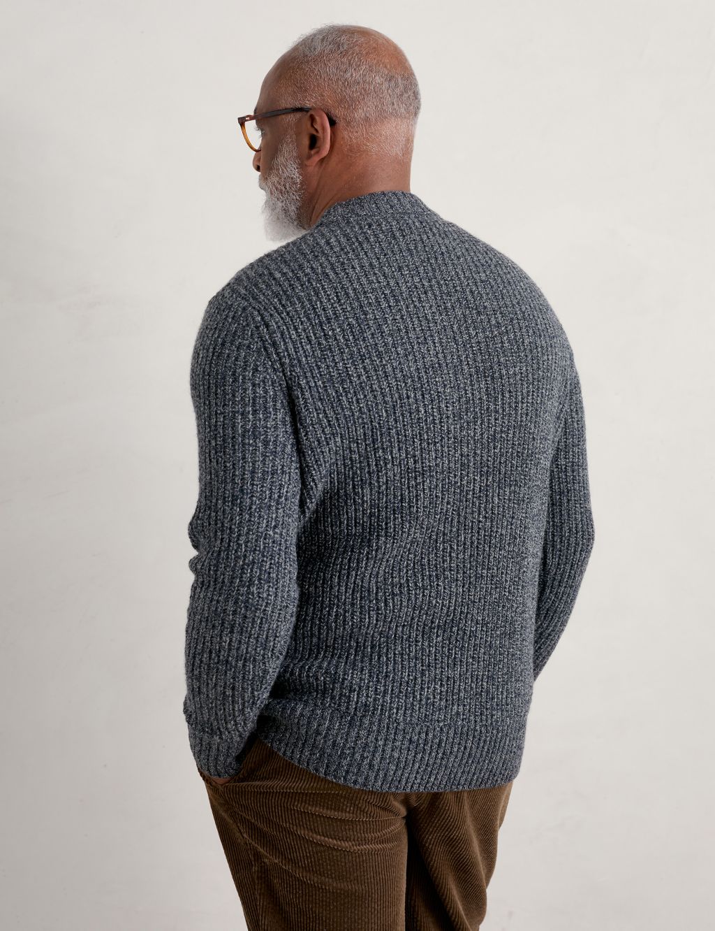Lambswool Rich Ribbed Crew Neck Jumper image 4
