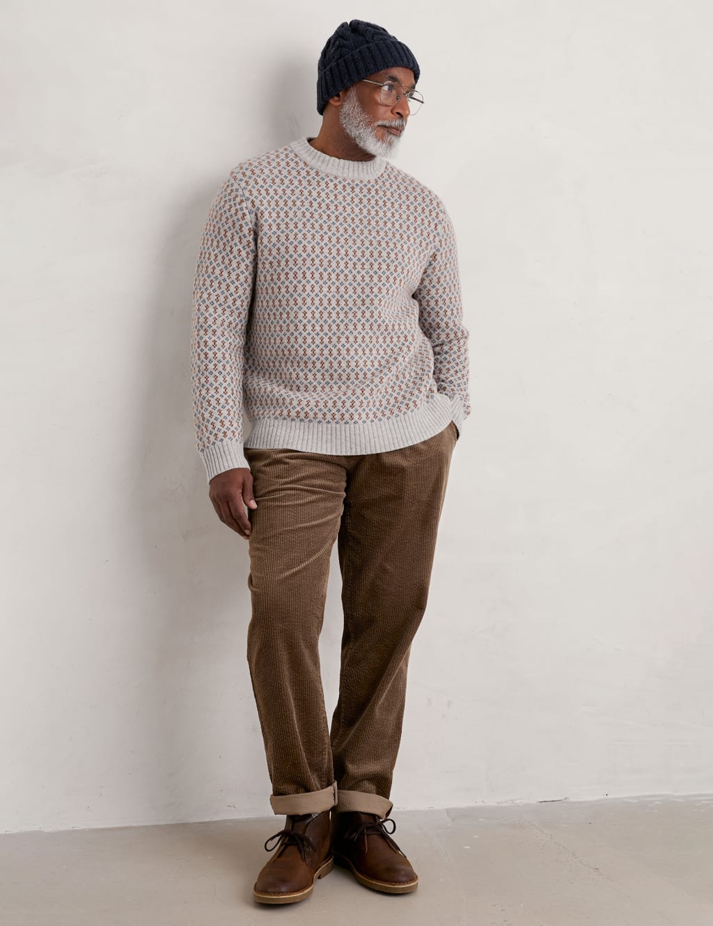 Lambswool Rich Textured Crew Neck Jumper image 3