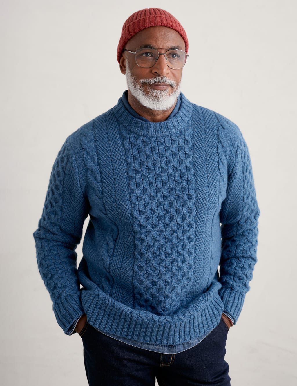 Lambswool Rich Cable Knit Crew Neck Jumper image 1