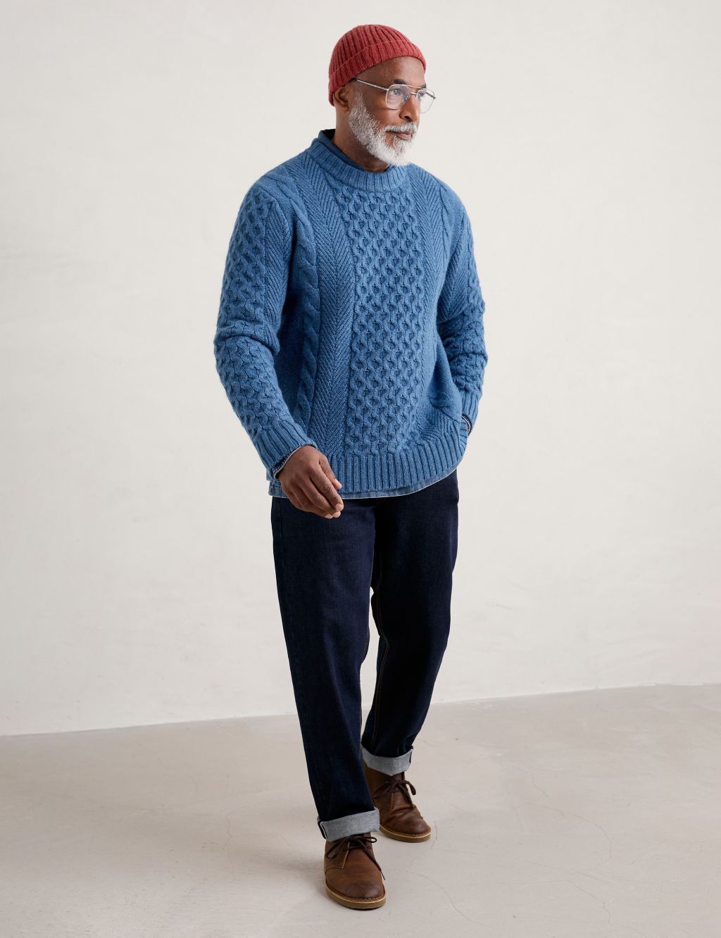 Lambswool Rich Cable Knit Crew Neck Jumper image 5